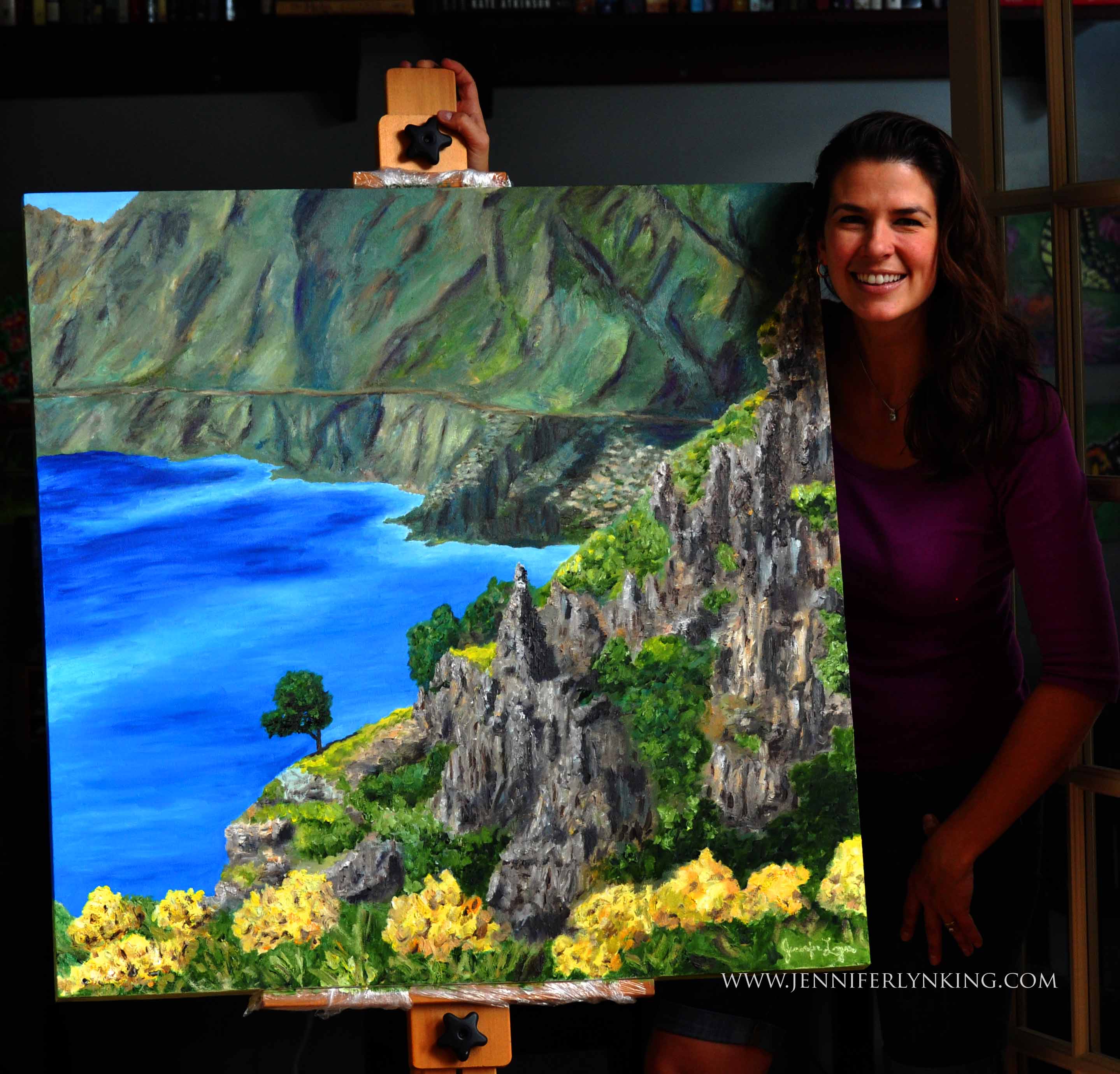 Jennifer Lyn King and her painting