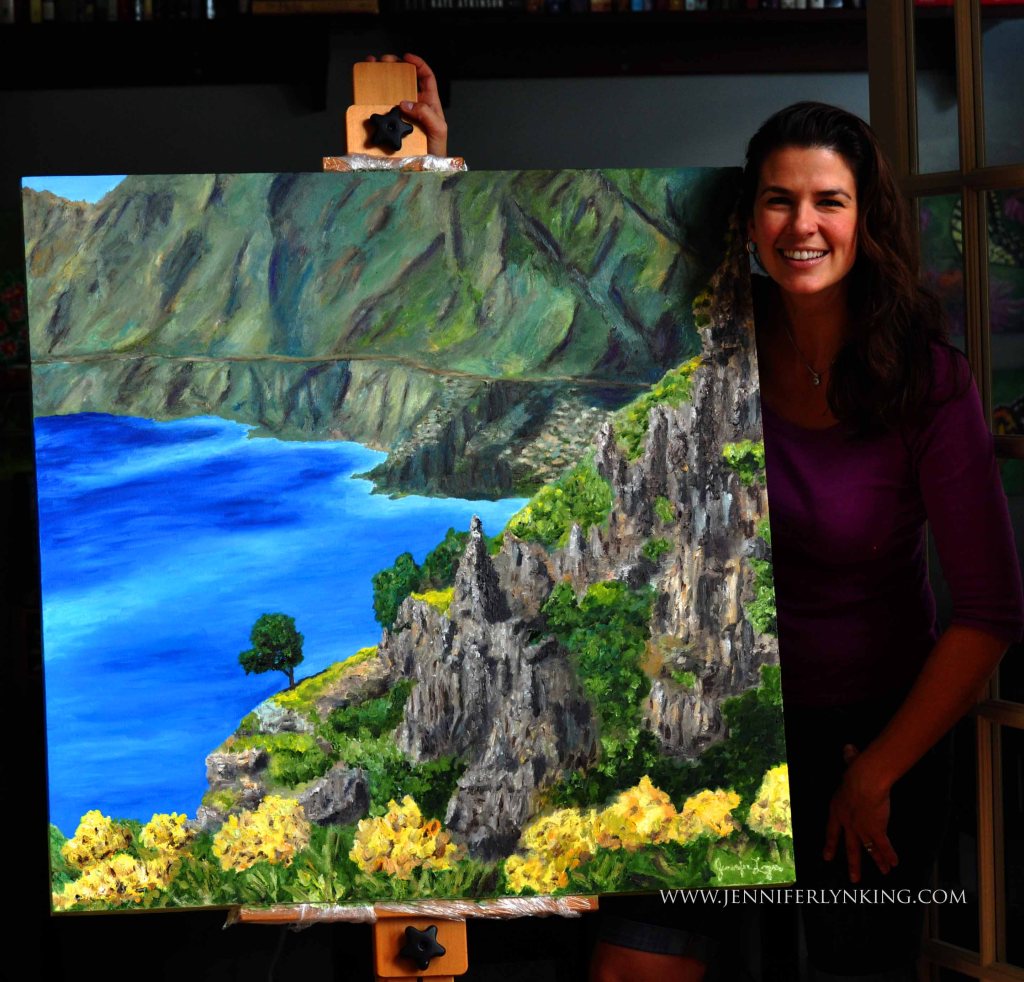 Jennifer Lyn King and her painting