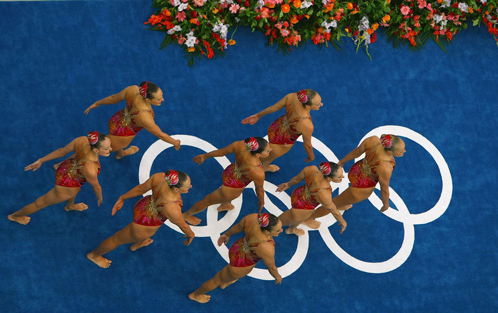 Photo of 2008 Olympic team at Beijing, http://synchro.teamusa.org/