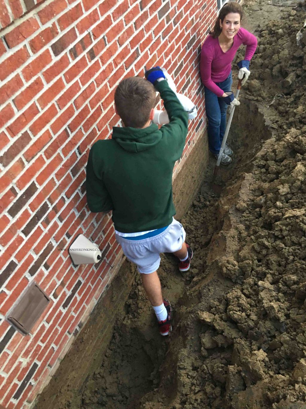 Digging to seal the foundation and install a French drain