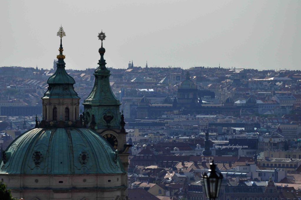 the unforgettable view from the Prague Castle gates, over Prague