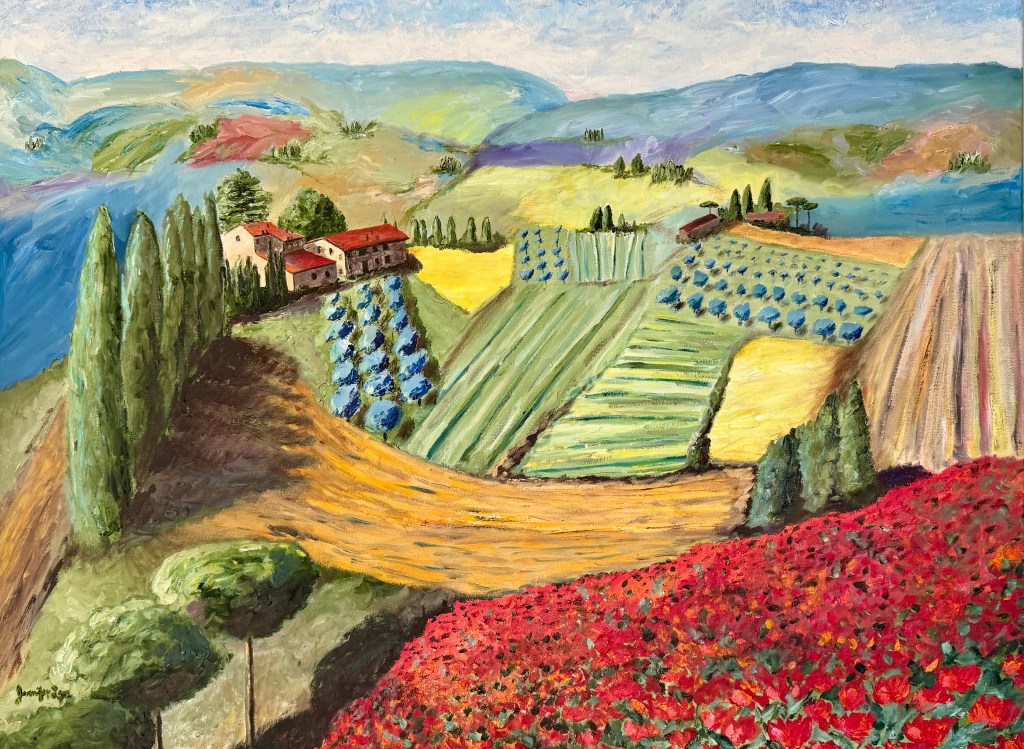 Italy Siena hills oil on canvas
