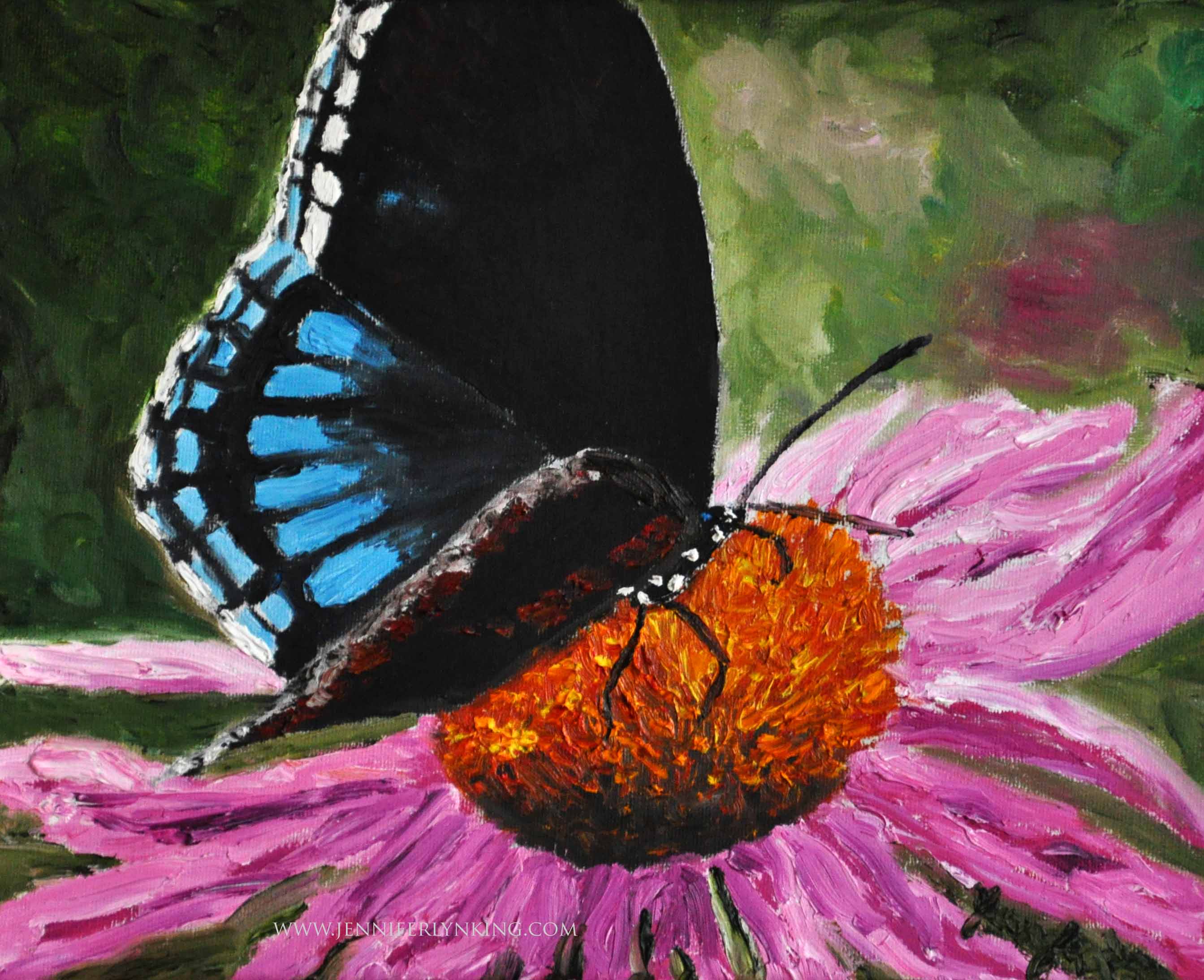 Red Spotted Purple Butterfly, oil on canvas by artist Jennifer Lyn